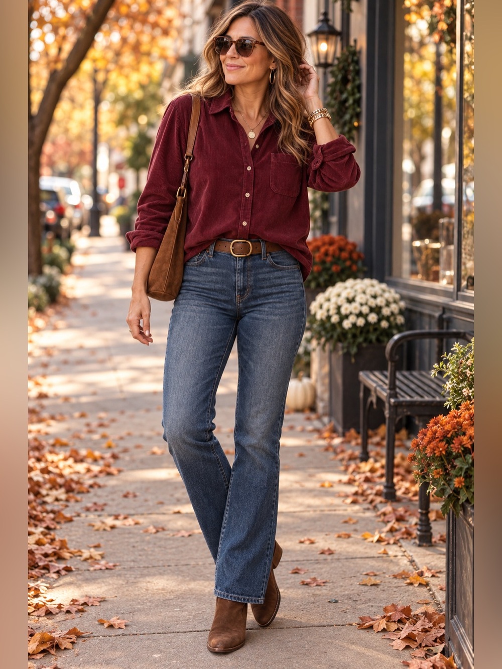 JACHS Girlfriend Burgundy Corduroy Button Down Shirt Women’s Large